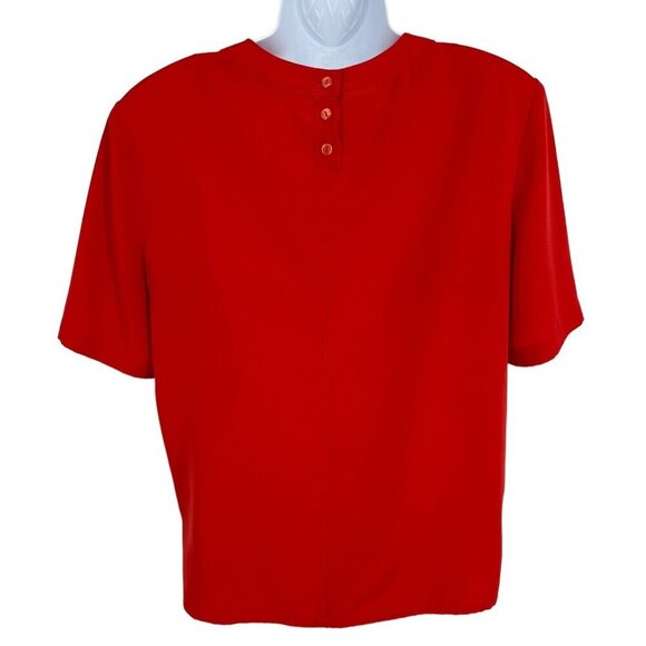 Talbots Vintage Short Sleeve Round Neck Pintuck Detail Blouse Size 16 - Picture 2 of 7